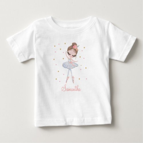 Cute Tutu Ballerina Personalized Birthday Girl Baby T_Shirt