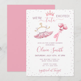 Cute Tutu Ballet Slippers Ballerina Baby Shower Invitation