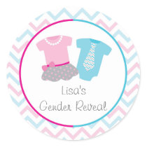 Cute Tutus Or Ties Gender Reveal Classic Round Sticker