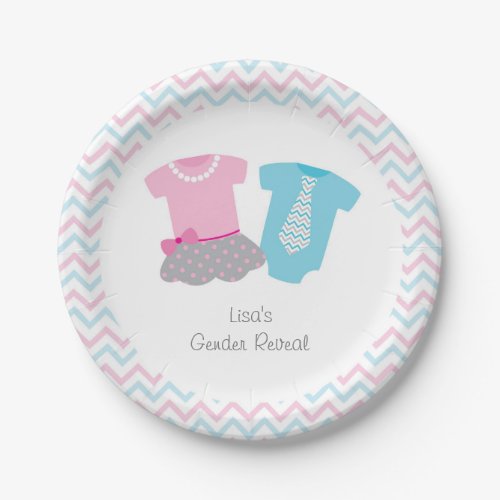 Cute Tutus Or Ties Gender Reveal Paper Plates