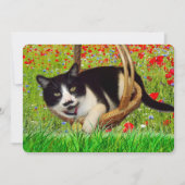 Cute Tuxedo Black Cat Card (Front)