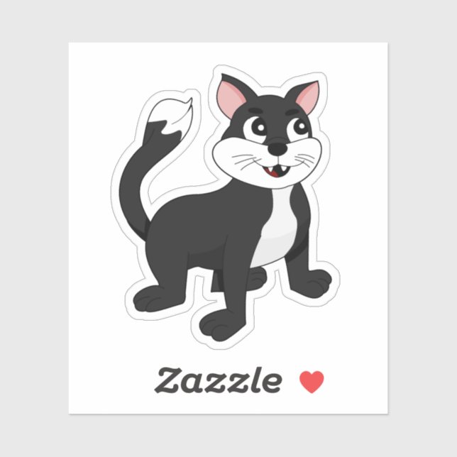 Cute tuxedo cartoon kitten - vinyl sticker (Sheet)