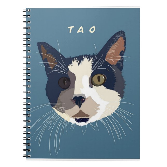 Cute Tuxedo cat art face Notebook (Front)