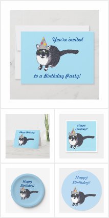 Cute Tuxedo Cat Birthday Collection