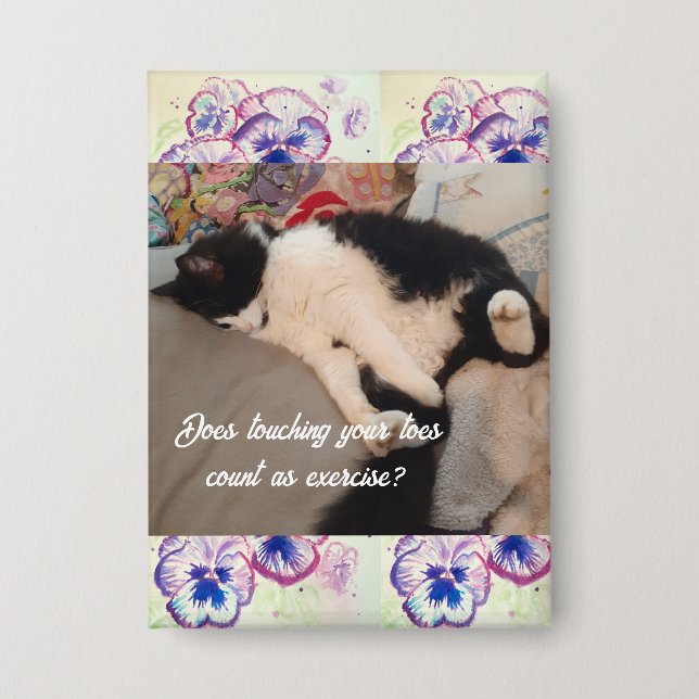 Cute Tuxedo Cat Birthday Funny Cats Gift Button (Front)
