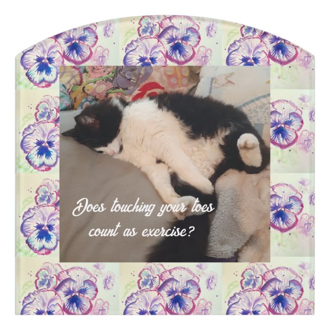 Cute Tuxedo Cat Birthday Party Childs Invitation Door Sign (Contour Front)