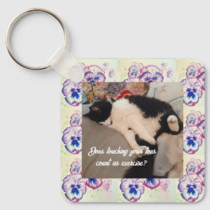 Cute Tuxedo Cat Birthday Party Childs Invitation Keychain