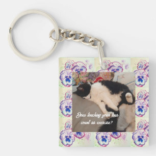 Cute Tuxedo Cat Birthday Party Childs Invitation Keychain