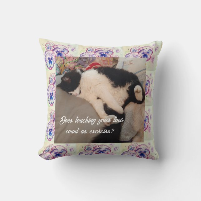 Cute Tuxedo Cat Birthday Party Childs Invitation Throw Pillow (Front)