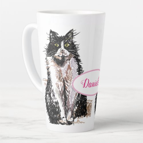 Cute Tuxedo Cat Black White Drawing art Cats Mug