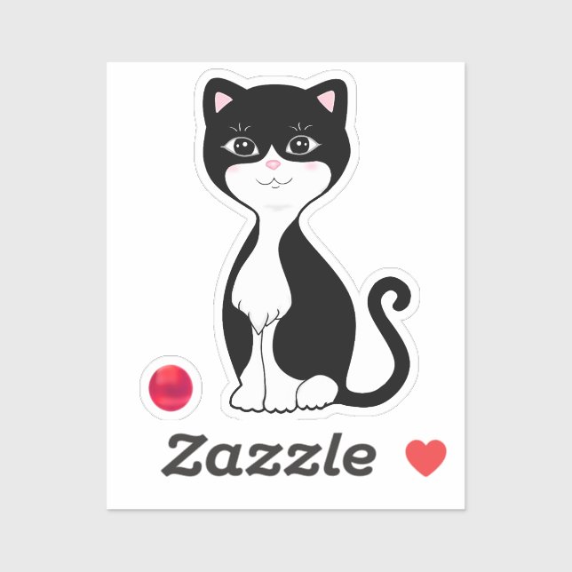 Cute Tuxedo Cat Cartoon Sticker (Sheet)