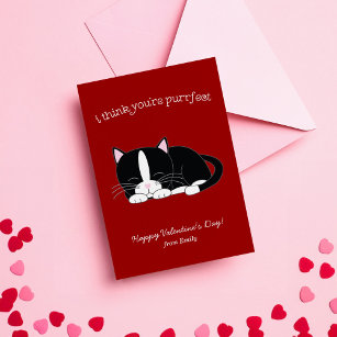 Cute Tuxedo Cat Classroom Valentines Note Card