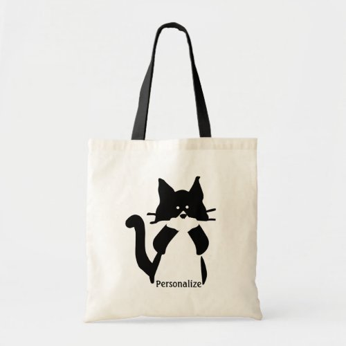 Cute Tuxedo Cat Covering Mouth Custom Tote Bag