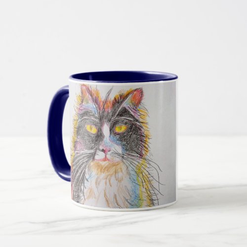 Cute Tuxedo Cat Drawing art Cats Mug