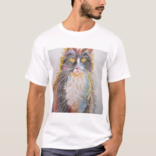Cute Tuxedo Cat Drawing art Cats T_Shirt