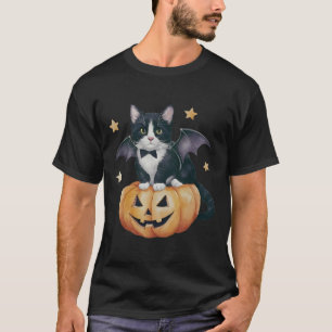 Cute Tuxedo Cat Halloween Pumpkin Cat Spooky Cat M T-Shirt