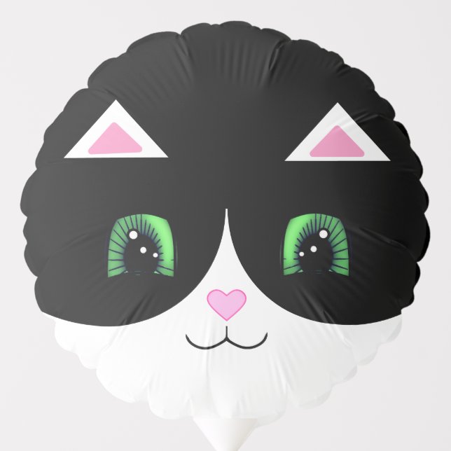 Cute Tuxedo Cat Happy Face Balloon (Front)