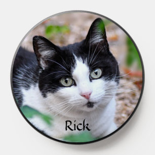 Cute Tuxedo Cat on the Garden PopSocket