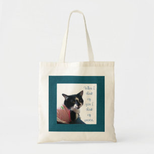 Cute Tuxedo Cat Think of Peace Canvas Bags