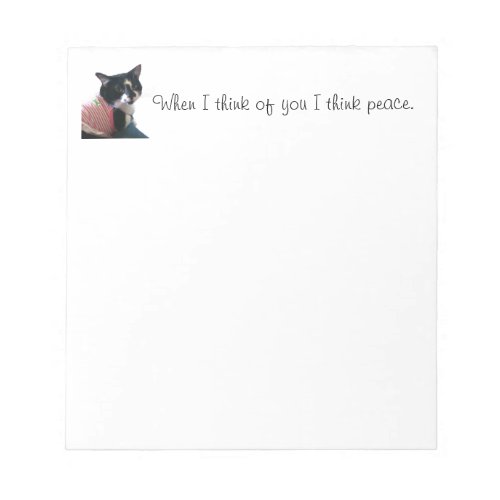 Cute Tuxedo Cat Think of Peace Notepads