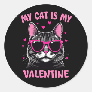Cute Tuxedo Cat Valentine's Day Heart Cat Lover Classic Round Sticker