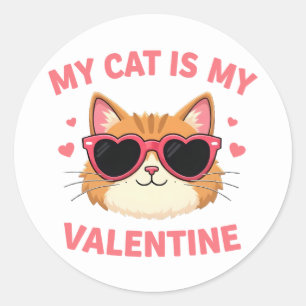 Cute Tuxedo Cat Valentine's Day Heart Cat Lover Classic Round Sticker