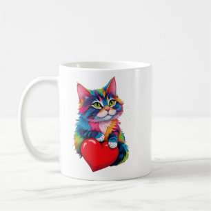 Cute Tuxedo Cat Valentine's Day Heart Cat Lover  Coffee Mug