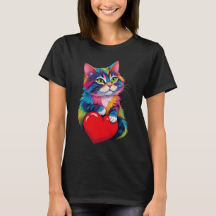 Cute Tuxedo Cat Valentine's Day Heart Cat Lover T-Shirt
