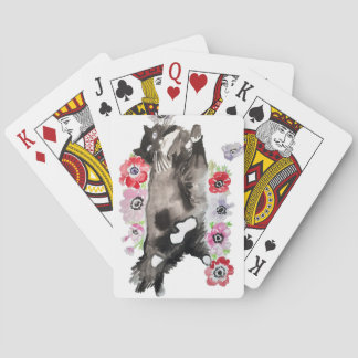 Cute Tuxedo cat Watercolor Playing Cards Set