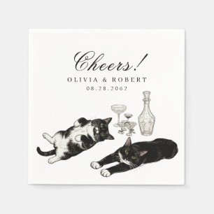 Cute Tuxedo Cats Vintage Cocktail Wedding Napkins