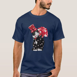 Cute Tuxedo Valentines Day Hearts Balloon For Cat T-Shirt