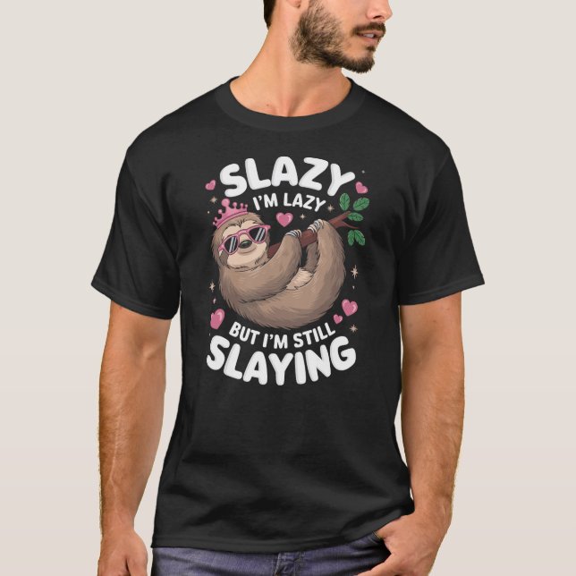 Cute Tween Girl Funny Animal Sloth Slay Meme Trend T-Shirt (Front)