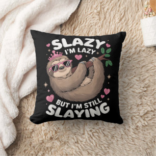 Cute Tween Girl Funny Animal Sloth Slay Meme Trend Throw Pillow