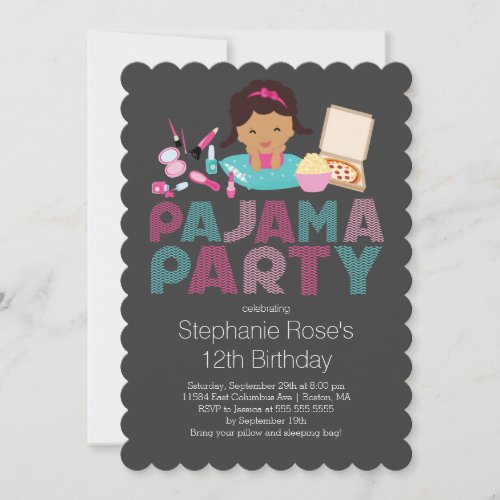 Cute Tween Pajama Birthday Party Invitation