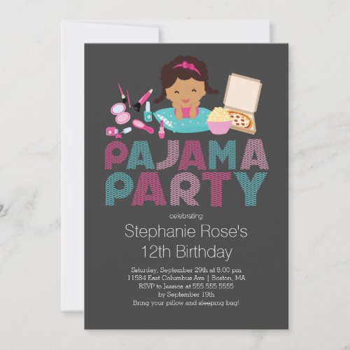 Cute Tween Pajama Birthday Party Invitation