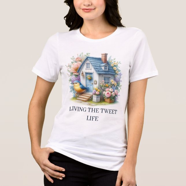 Cute tweet life bird lovers add text Tri-Blend shirt (Front)