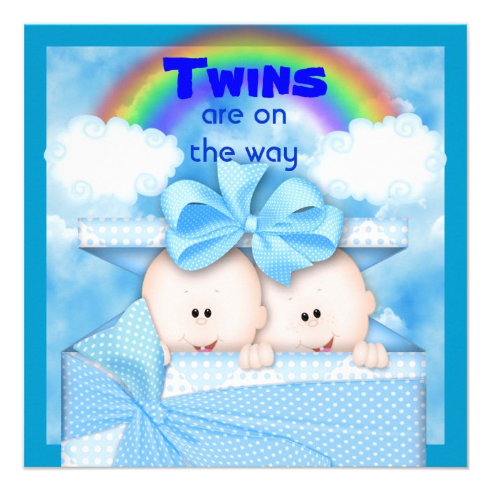 CUTE TWIN  Baby Shower BOYS Invitation