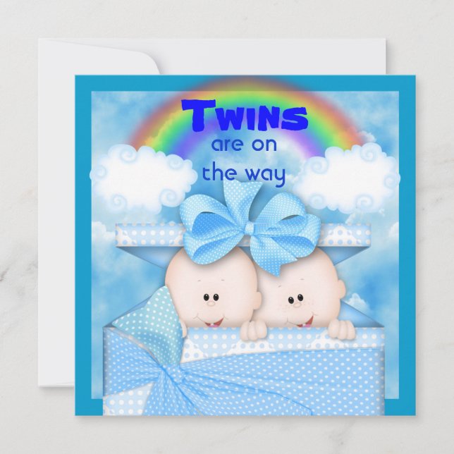 CUTE TWIN  Baby Shower BOYS Invitation (Front)