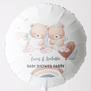 Cute twin bear star balloon baby shower party