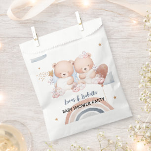 Cute twin bear star balloon baby shower party favor bag