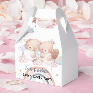 Cute twin bear star balloon baby shower party favor boxes