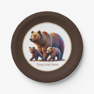 Cute twin bears baby shower  paper plates