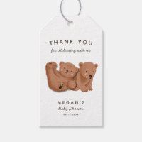 Cute Twin Bears Theme Baby Shower Thank You Gift Tags