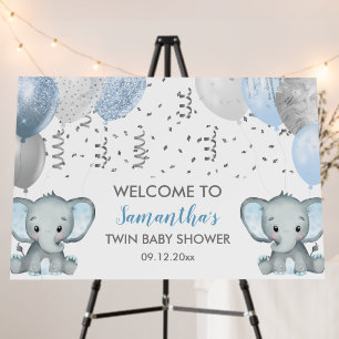 Cute Twin Boy Elephant Balloons Baby Shower Foam B Board