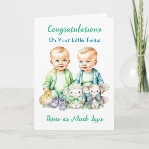 Cute Twin Boys Congratulations New Parents Card