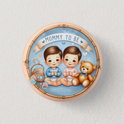 Cute Twin Boyss Baby Shower Mommy To Be Button