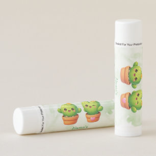 Cute Twin Cactus Baby Shower Favor Lip Balm