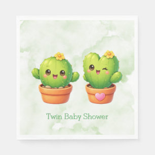 Cute Twin Cactus Baby Shower Napkins