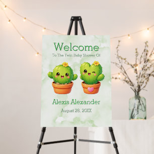 Cute Twin Cactus Baby Shower Welcome Sign