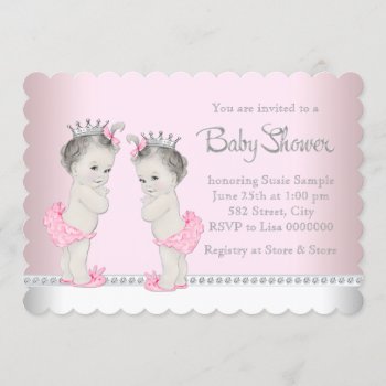 Cute Twin Girl Baby Shower Invitation by The_Vintage_Boutique at Zazzle